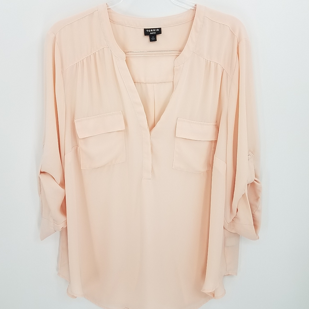 Torrid Harper Georgette Pullover Blouse Dusty Pink